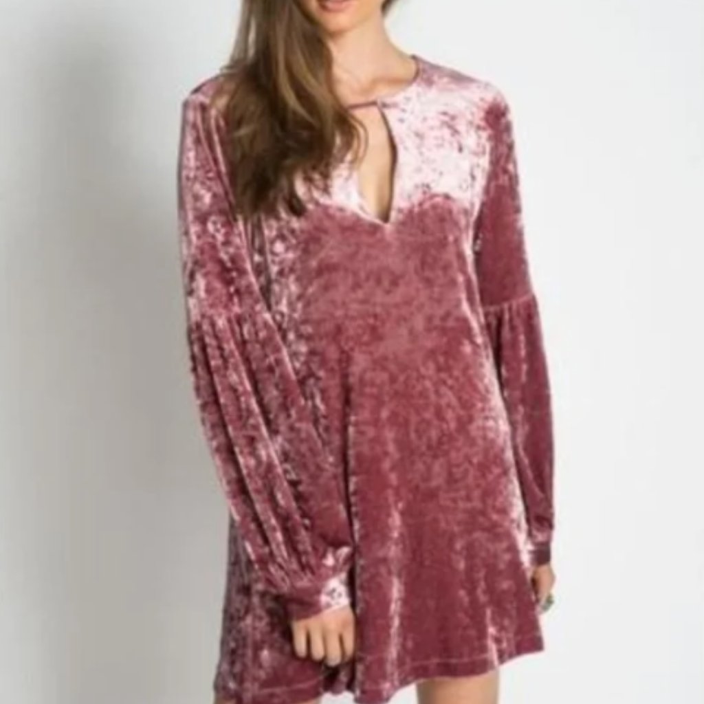 Muche And Muchette Velvet Dress Loose Pink Crushed Velvet Size Medium Large M/L
